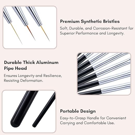 Set of 15 Acrylic Nail Art Brushes