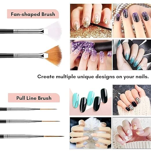 Set of 15 Acrylic Nail Art Brushes