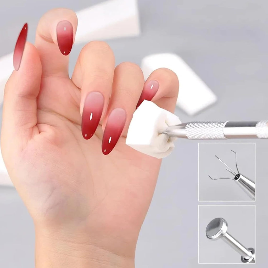 4 Claws Nail Sponge Metal Grabber with 100 Pcs Mini Replaceable Nail Sponges Blocks