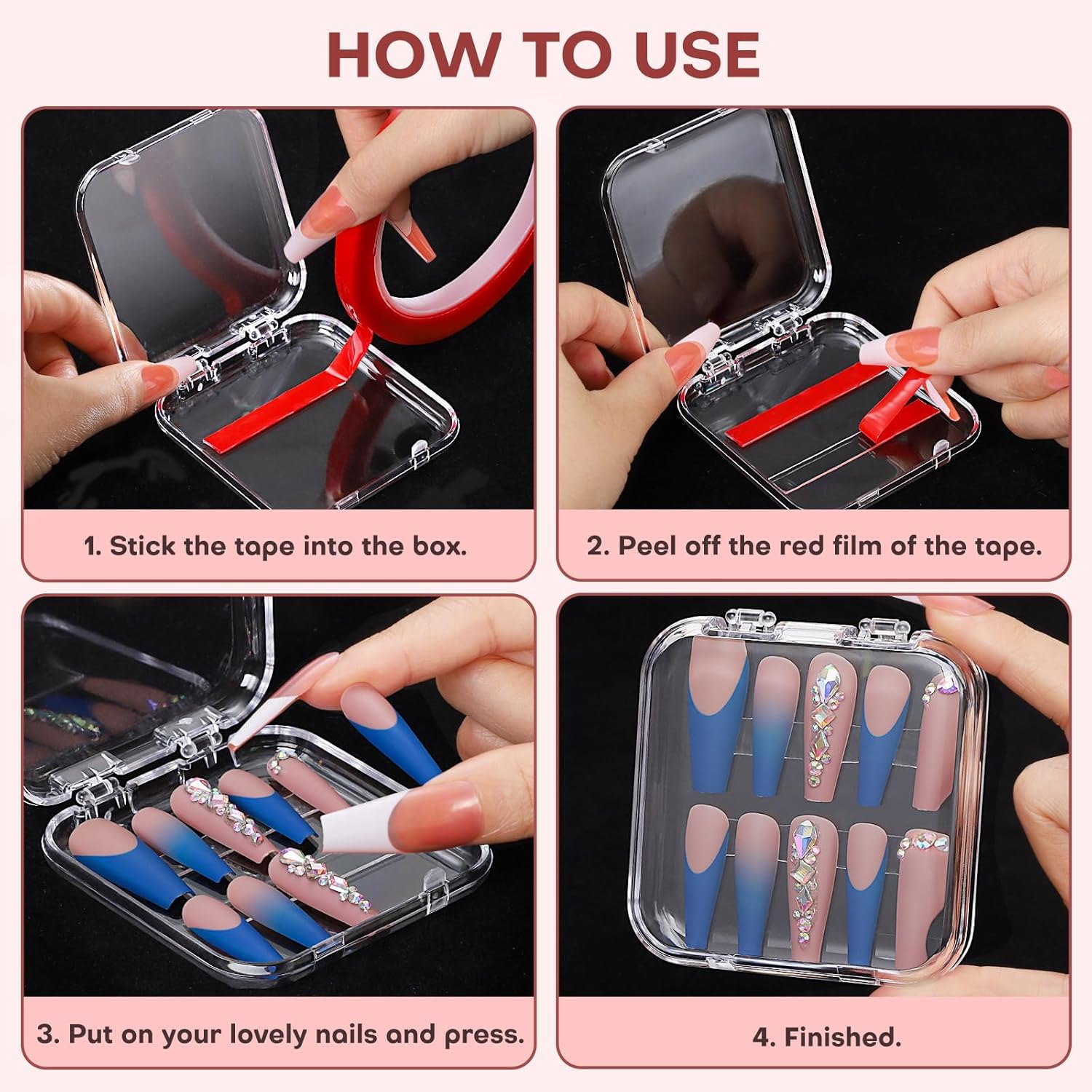 Clear Acrylic Press On Nail Storage Containers, 1 Piece Display Box Set